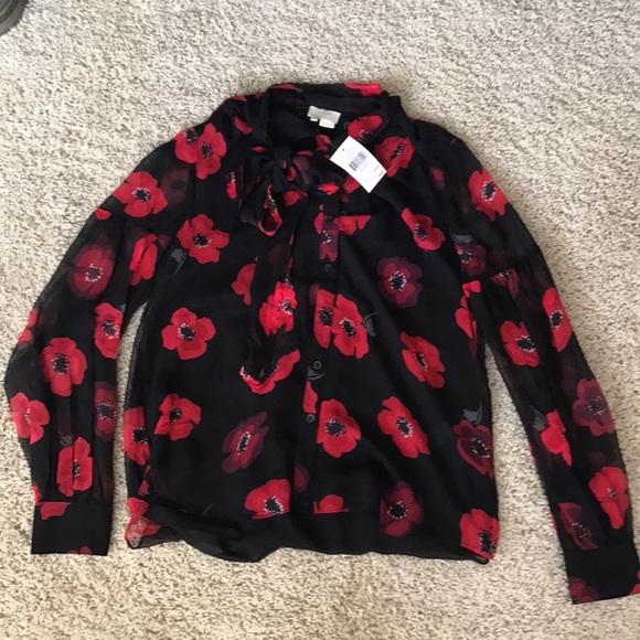 kate spade Tops - kate spade silk poppy chiffon blouse
